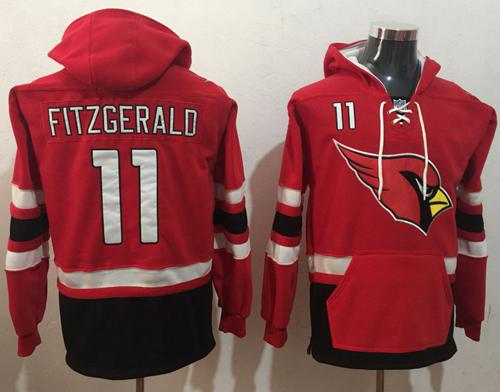 Nike Cardinals #11 Larry Fitzgerald Red/Black Name & Number Pullover NFL Hoodie - Click Image to Close
